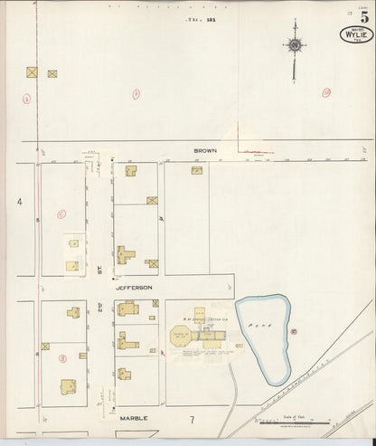 Sanborn Fire Insurance Map from Wylie, Collin County, Texas (1934), Sheet #0005 - Complete Map Set gallery image, historic Sanborn map, vintage wall art, Texas Texas
