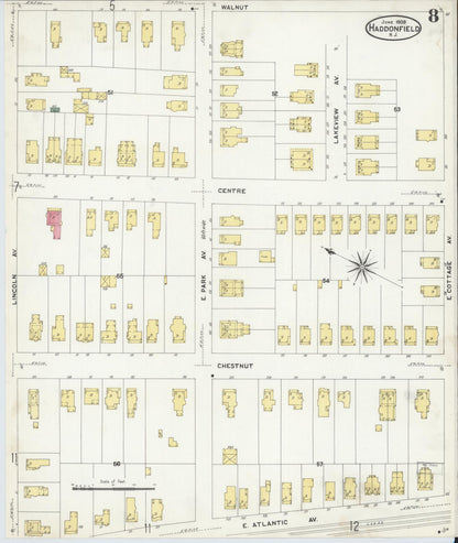 Sanborn Fire Insurance Map from Haddonfield, Camden County, New Jersey (1908), Sheet #0008 - Complete Map Set gallery image, historic Sanborn map, vintage wall art, New Jersey New Jersey