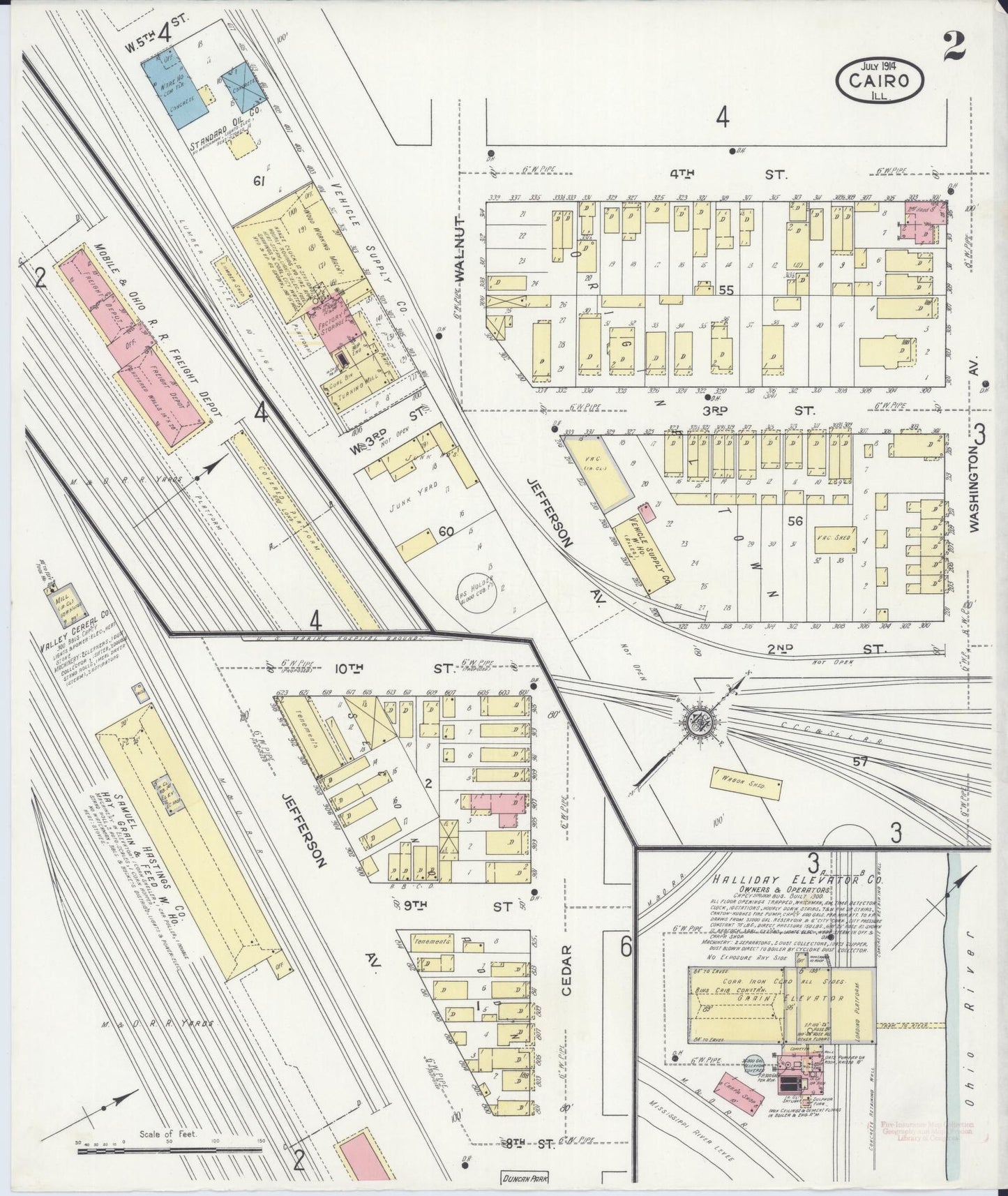 Sanborn Fire Insurance Map from Cairo, Alexander County, Illinois (1914), Sheet #0002 - Complete Map Set gallery image, historic Sanborn map, vintage wall art, Illinois Illinois