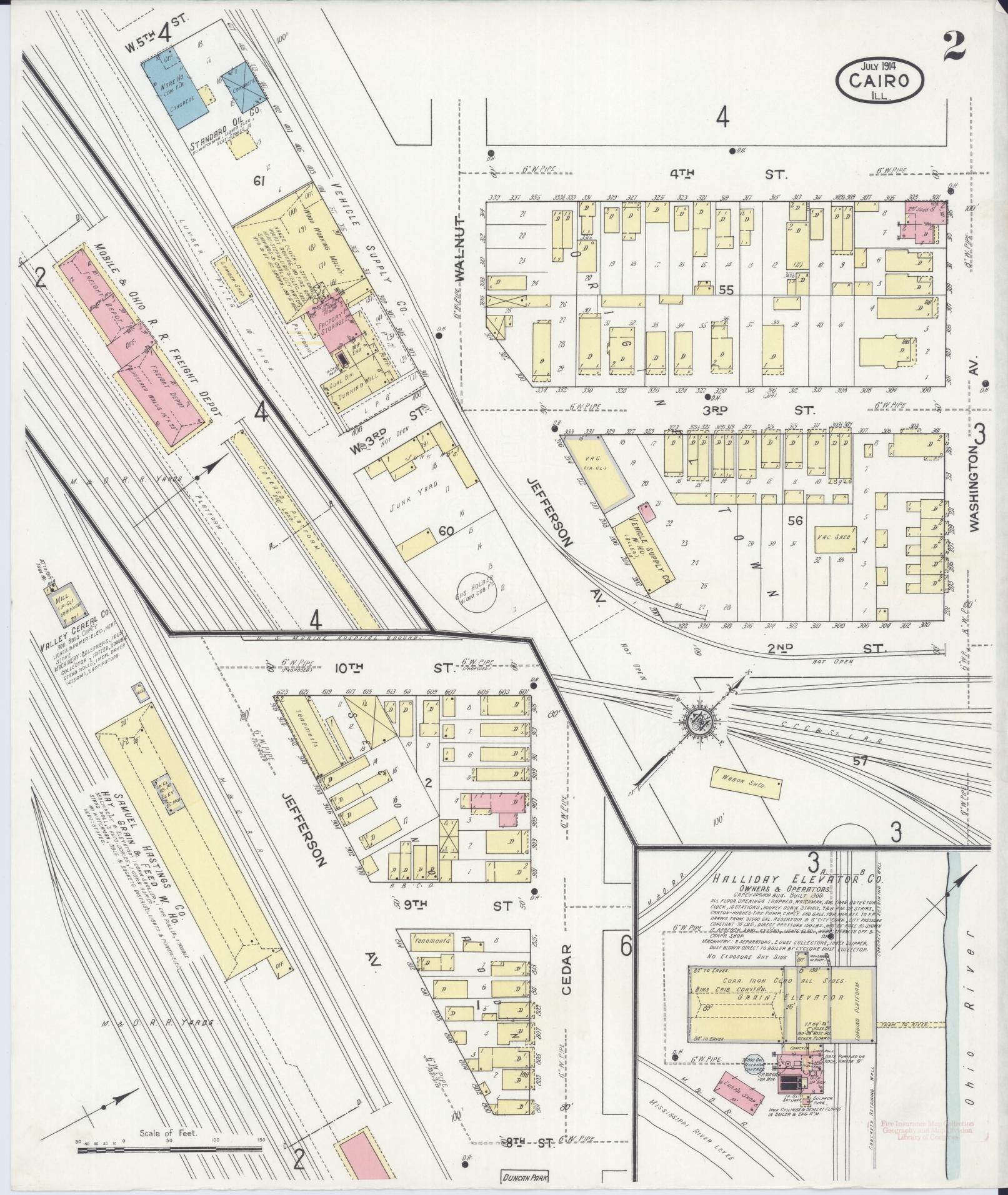 Sanborn Fire Insurance Map from Cairo, Alexander County, Illinois (1914), Sheet #0002 - Complete Map Set gallery image, historic Sanborn map, vintage wall art, Illinois Illinois