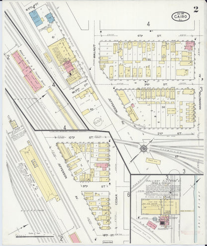 Sanborn Fire Insurance Map from Cairo, Alexander County, Illinois (1914), Sheet #0002 - Complete Map Set gallery image, historic Sanborn map, vintage wall art, Illinois Illinois