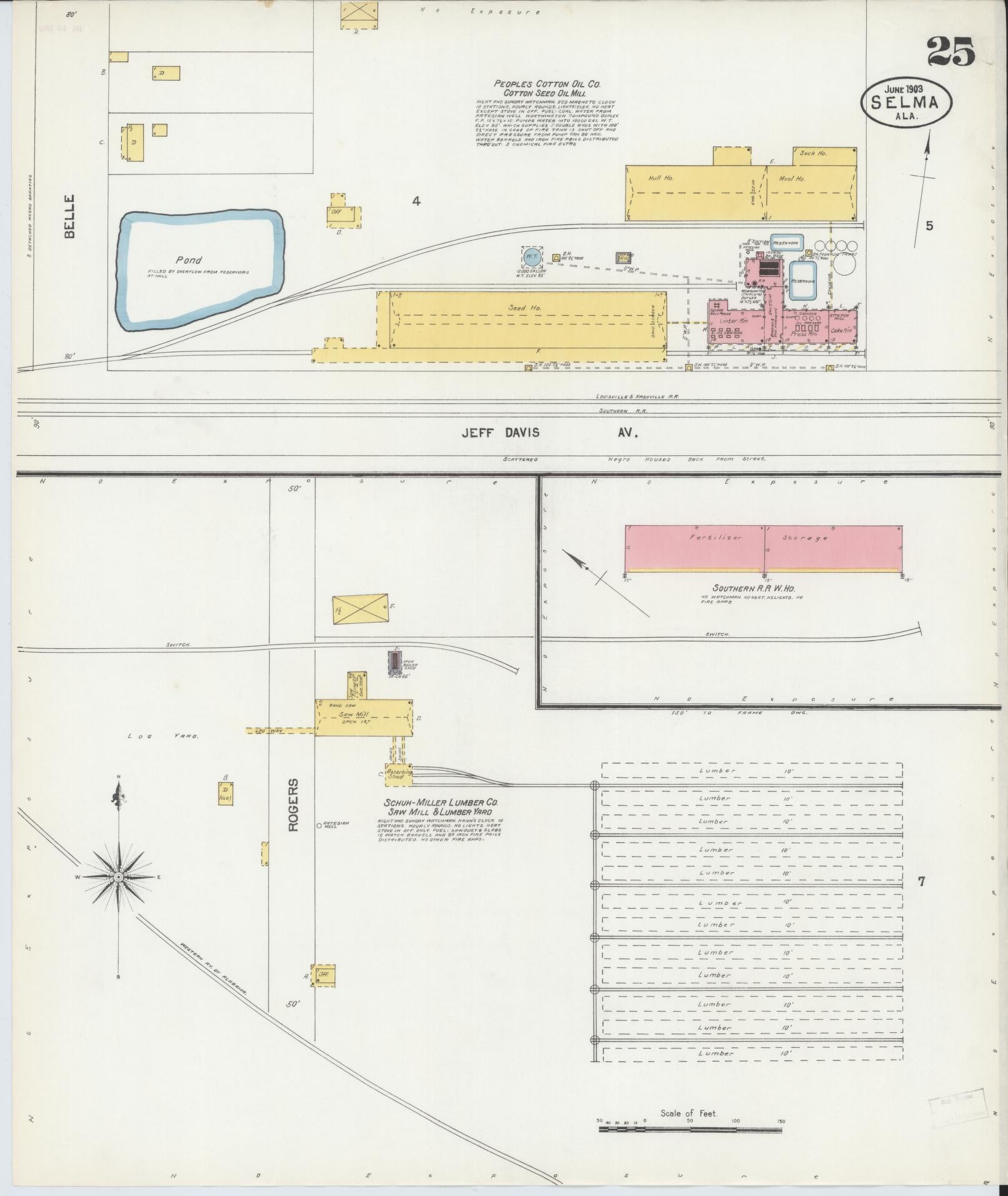 Sanborn Fire Insurance Map from Selma, Dallas County, Alabama (1903), Sheet #0025 - Complete Map Set gallery image, historic Sanborn map, vintage wall art, Alabama Alabama