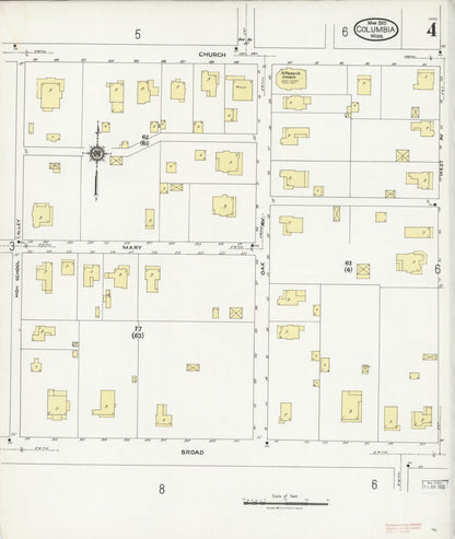 Sanborn Fire Insurance Map from Columbia, Marion County, Mississippi (1925), Sheet #0004 - Complete Map Set gallery image, historic Sanborn map, vintage wall art, Mississippi Mississippi