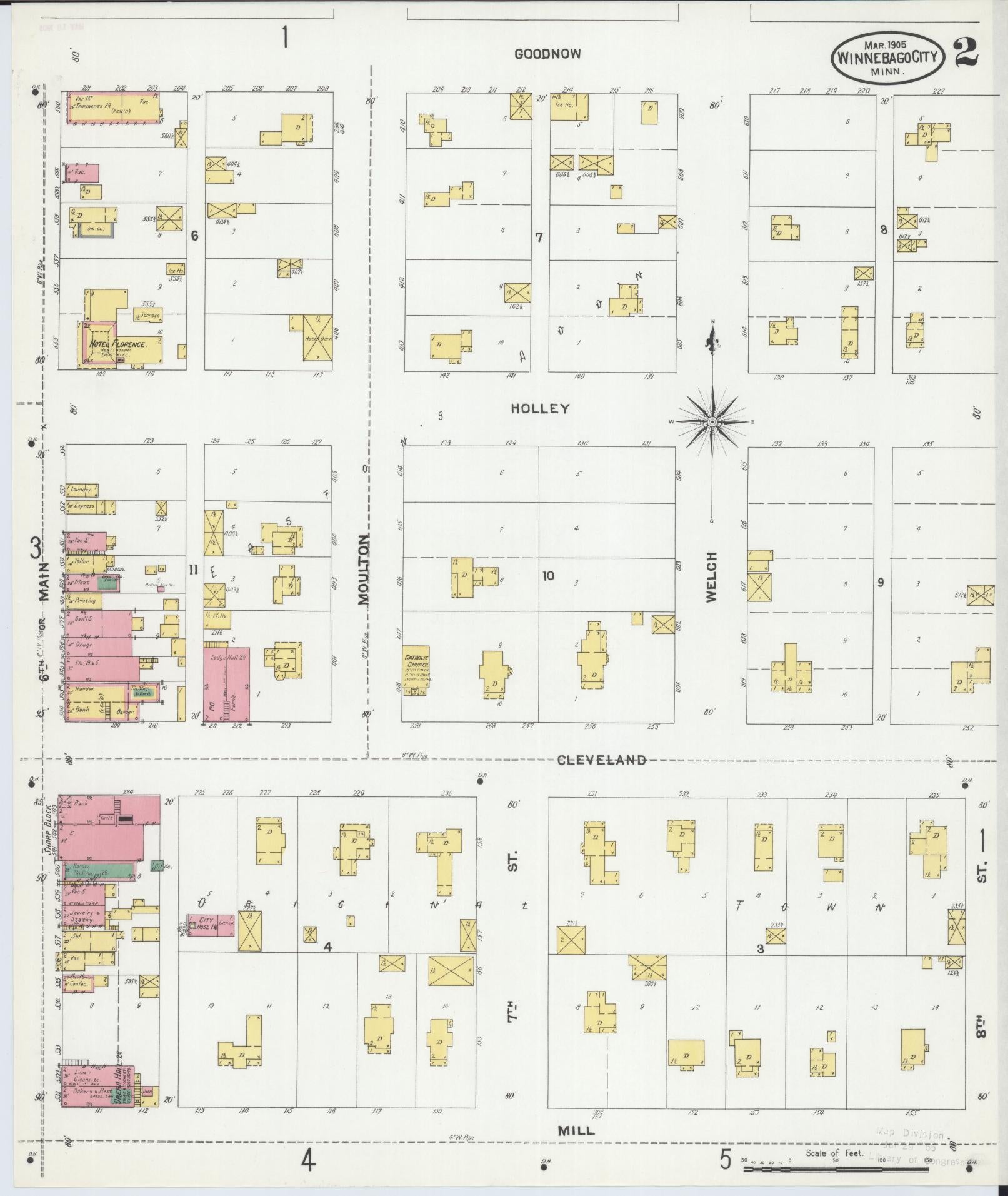 Sanborn Fire Insurance Map from Winnebago, Faribault County, Minnesota (1905), Sheet #0002 - Complete Map Set gallery image, historic Sanborn map, vintage wall art, Minnesota Minnesota