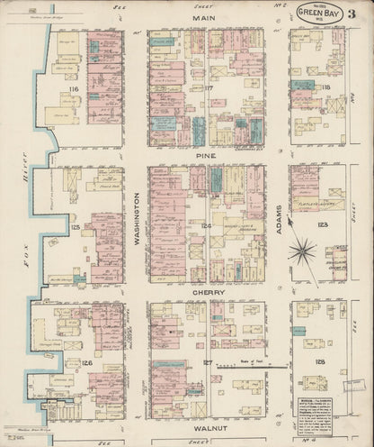 Sanborn Fire Insurance Map from Green Bay, Brown County, Wisconsin (1883), Sheet #0003 - Complete Map Set gallery image, historic Sanborn map, vintage wall art, Wisconsin Wisconsin