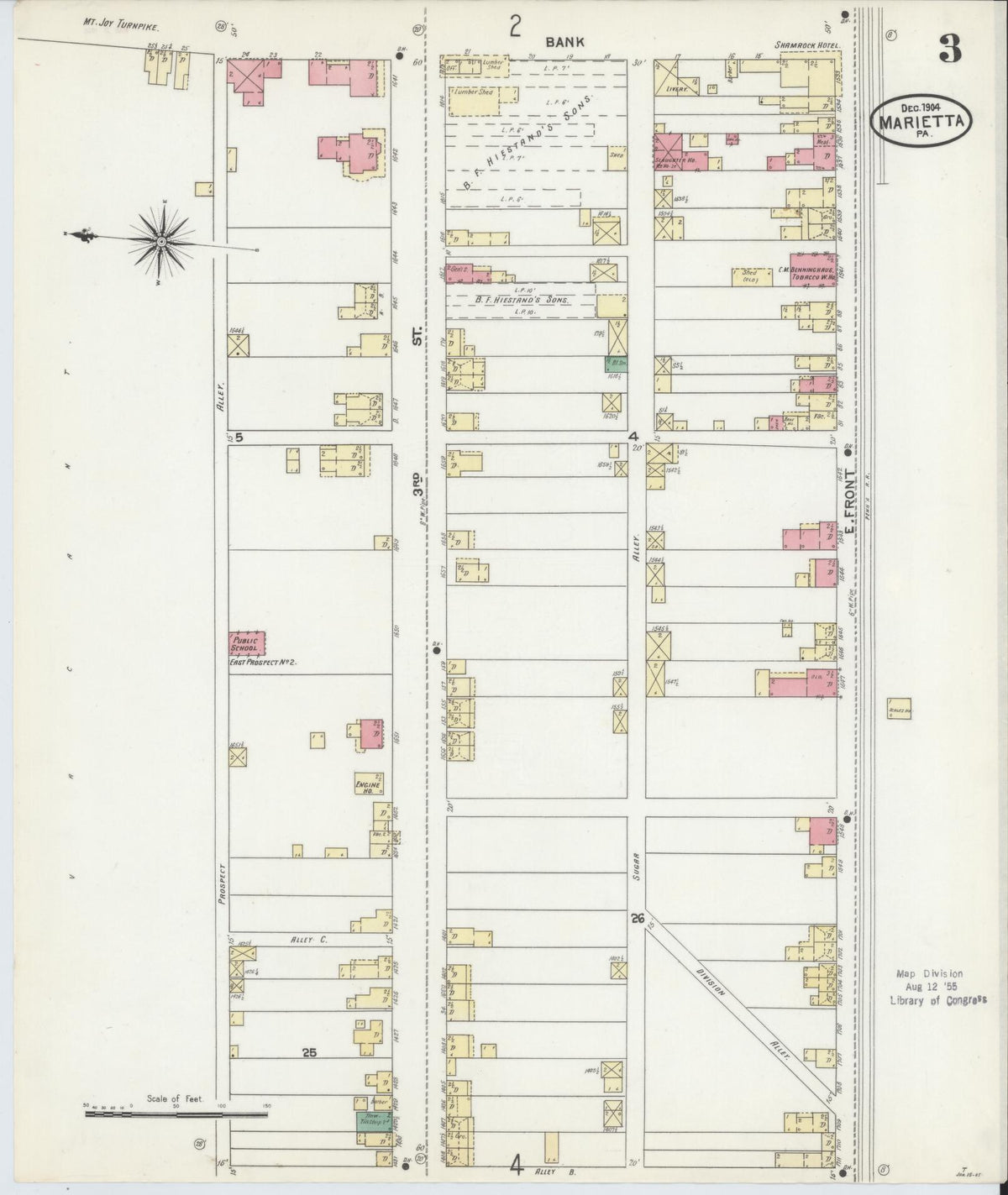 Sanborn Fire Insurance Map from Marietta, Lancaster County, Pennsylvania (1904), Sheet #0003 - Complete Map Set gallery image, historic Sanborn map, vintage wall art, Pennsylvania Pennsylvania