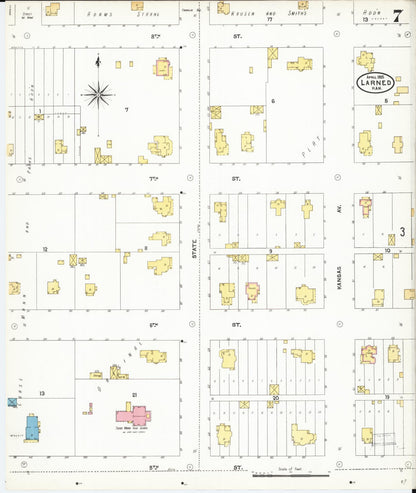 Sanborn Fire Insurance Map from Larned, Pawnee County, Kansas (1905), Sheet #0007 - Complete Map Set gallery image, historic Sanborn map, vintage wall art, Kansas Kansas
