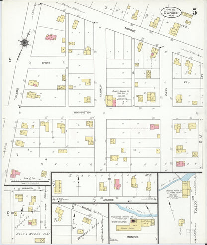 Sanborn Fire Insurance Map from Dundee, Monroe County, Michigan (1923), Sheet #0005 - Complete Map Set gallery image, historic Sanborn map, vintage wall art, Michigan Michigan