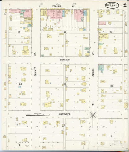 Sanborn Fire Insurance Map from Girard, Crawford County, Kansas (1890), Sheet #0002 - Complete Map Set gallery image, historic Sanborn map, vintage wall art, Kansas Kansas