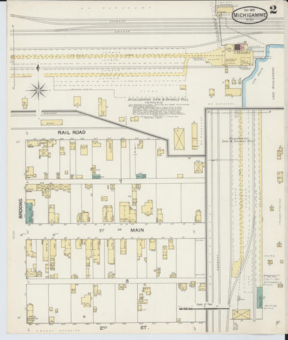 Sanborn Fire Insurance Map from Michigamme, Marquette County, Michigan (1892), Sheet #0002 - Historic Sanborn Fire Insurance Map Print, vintage old map wall art, antique decor, genealogy gift, Michigan Michigan map