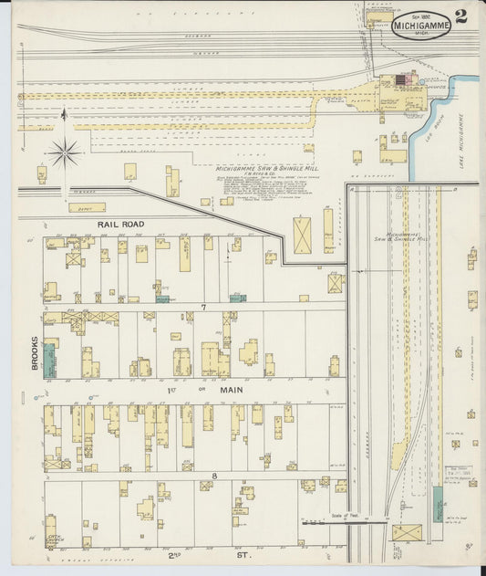 Sanborn Fire Insurance Map from Michigamme, Marquette County, Michigan (1892), Sheet #0002 - Historic Sanborn Fire Insurance Map Print, vintage old map wall art, antique decor, genealogy gift, Michigan Michigan map