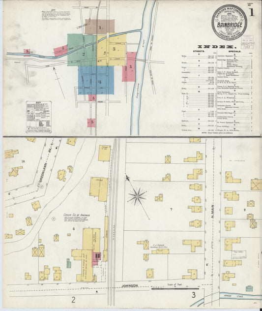 Sanborn Fire Insurance Map from Bainbridge, Chenango County, New York (1903), Sheet #0001 - Historic Sanborn Fire Insurance Map Print, vintage old map wall art, antique decor, genealogy gift, New York New York map