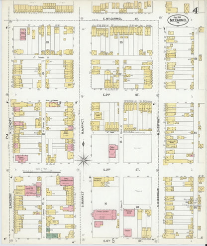 Sanborn Fire Insurance Map from Mount Carmel, Northumberland County, Pennsylvania (1901), Sheet #0004 - Historic Sanborn Fire Insurance Map Print, vintage old map wall art, antique decor, genealogy gift, Pennsylvania Pennsylvania map