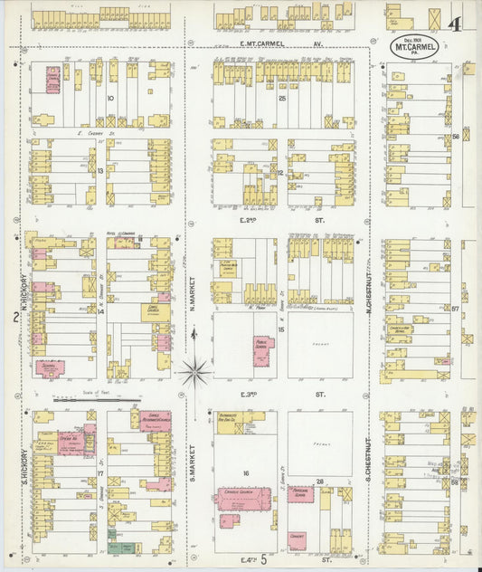 Sanborn Fire Insurance Map from Mount Carmel, Northumberland County, Pennsylvania (1901), Sheet #0004 - Historic Sanborn Fire Insurance Map Print, vintage old map wall art, antique decor, genealogy gift, Pennsylvania Pennsylvania map