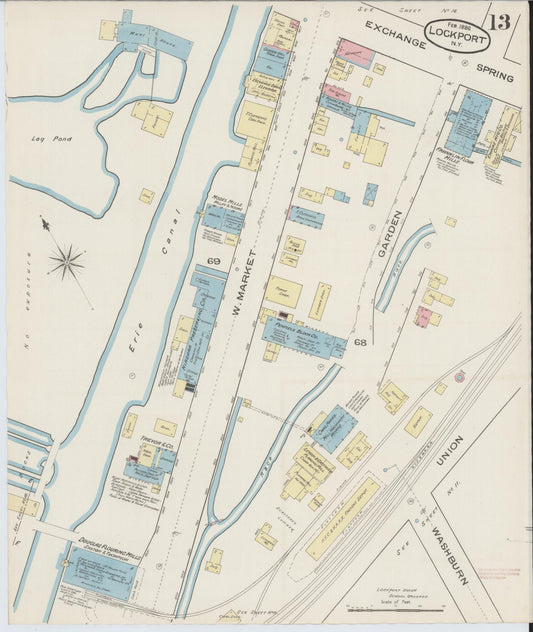 Sanborn Fire Insurance Map from Lockport, Niagara County, New York (1886), Sheet #0012 - Historic Sanborn Fire Insurance Map Print, vintage old map wall art, antique decor, genealogy gift, New York New York map