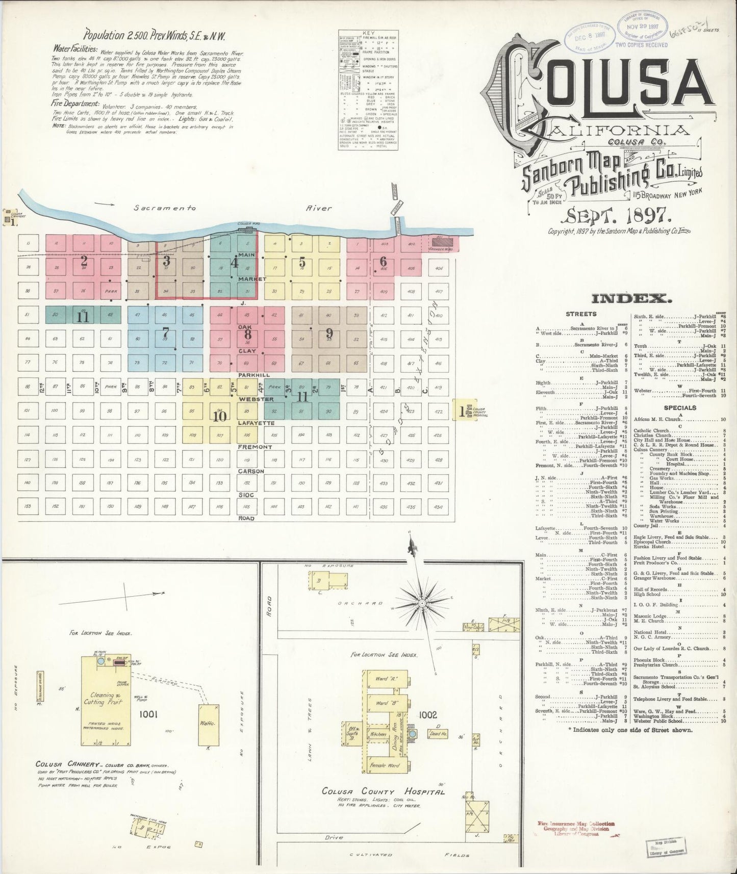 Sanborn Fire Insurance Map from Colusa, Colusa County, California (1897), Sheet #0001 - Complete Map Set gallery image, historic Sanborn map, vintage wall art, California California