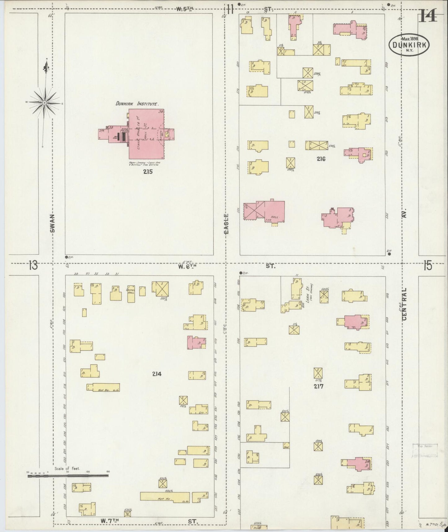 Sanborn Fire Insurance Map from Dunkirk, Chautauqua County, New York (1898), Sheet #0014 - Complete Map Set gallery image, historic Sanborn map, vintage wall art, New York New York