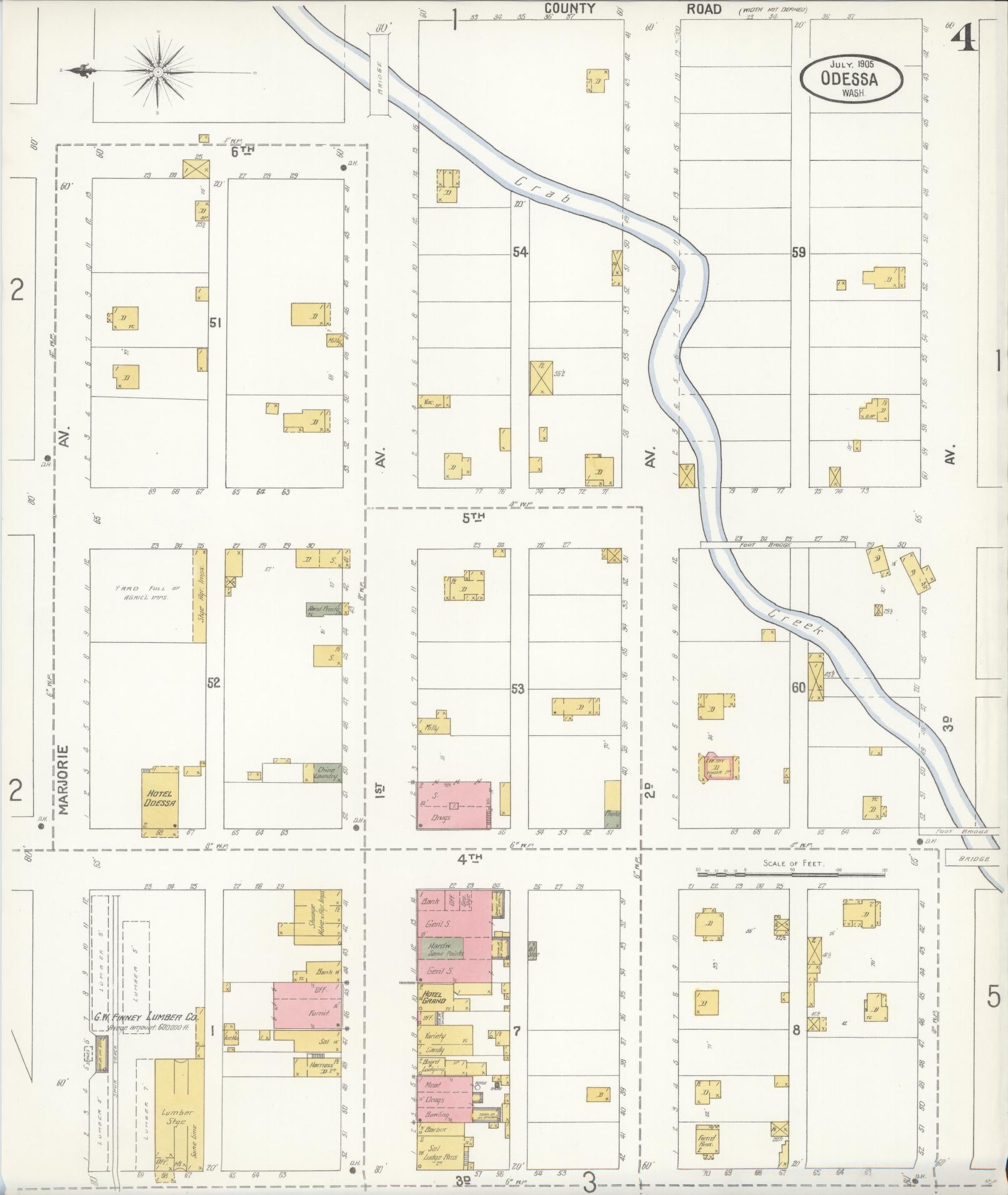 Sanborn Fire Insurance Map from Odessa, Lincoln County, Washington (1905), Sheet #0004 - Complete Map Set gallery image, historic Sanborn map, vintage wall art, Washington Washington