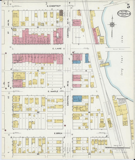 Sanborn Fire Insurance Map from Chisholm, Saint Louis County, Minnesota (1921), Sheet #0005 - Historic Sanborn Fire Insurance Map Print, vintage old map wall art, antique decor, genealogy gift, Minnesota Minnesota map