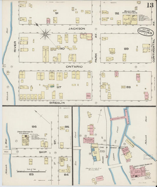 Sanborn Fire Insurance Map from Cohoes, Albany County, New York (1885), Sheet #0013 - Historic Sanborn Fire Insurance Map Print, vintage old map wall art, antique decor, genealogy gift, New York New York map