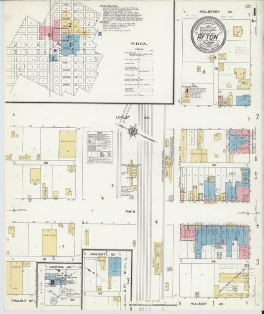 Sanborn Fire Insurance Map from Afton, Ottawa County, Oklahoma (1910), Sheet #0001 - Complete Map Set gallery image, historic Sanborn map, vintage wall art, Oklahoma Oklahoma
