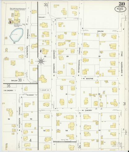 Sanborn Fire Insurance Map from Paris, Lamar County, Texas (1908), Sheet #0030 - Historic Sanborn Fire Insurance Map Print, vintage old map wall art, antique decor, genealogy gift, Texas Texas map