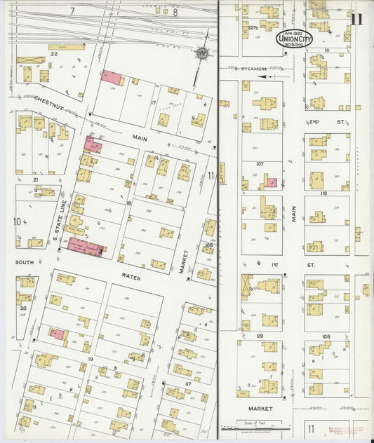 Sanborn Fire Insurance Map from Union City, Randolph County, Indiana (1920), Sheet #0011 - Historic Sanborn Fire Insurance Map Print, vintage old map wall art, antique decor, genealogy gift, Indiana Indiana map