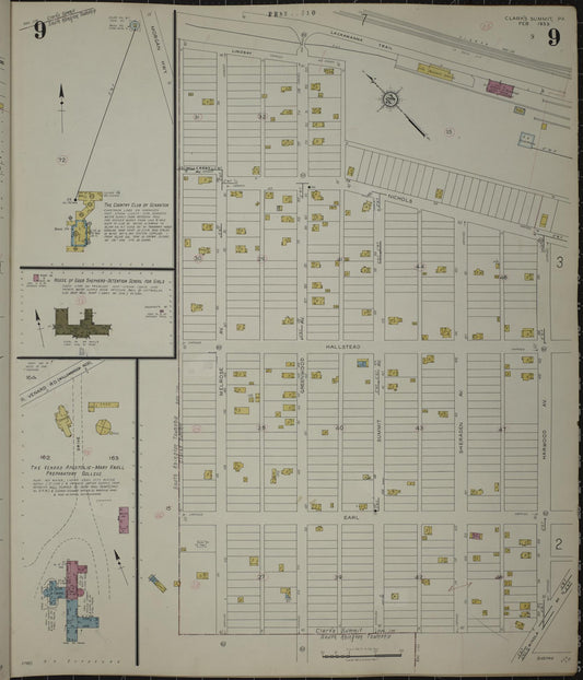 Sanborn Fire Insurance Map from Clark's Summit, Lackawanna County, Pennsylvania (1942), Sheet #0009 - Historic Sanborn Fire Insurance Map Print, vintage old map wall art, antique decor, genealogy gift, Pennsylvania Pennsylvania map