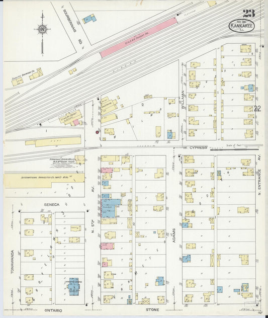 Sanborn Fire Insurance Map from Kankakee, Kankakee County, Illinois (1914), Sheet #0023 - Historic Sanborn Fire Insurance Map Print, vintage old map wall art, antique decor, genealogy gift, Illinois Illinois map