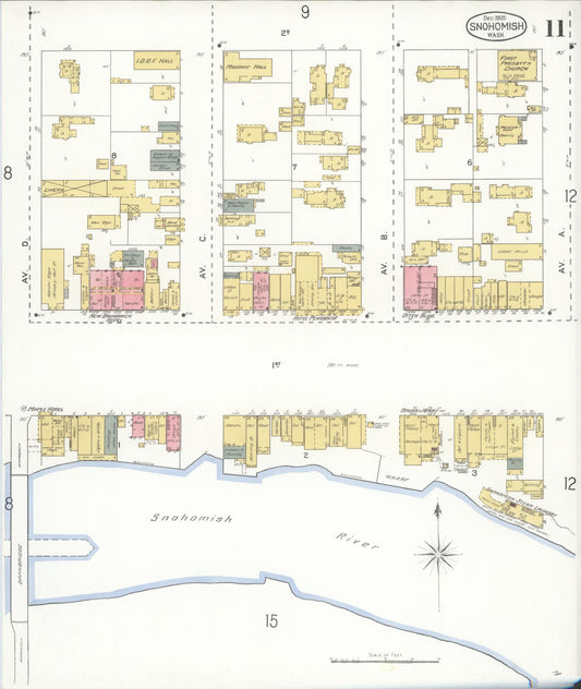Sanborn Fire Insurance Map from Snohomish, Snohomish County, Washington (1905), Sheet #0011 - Historic Sanborn Fire Insurance Map Print, vintage old map wall art, antique decor, genealogy gift, Washington Washington map