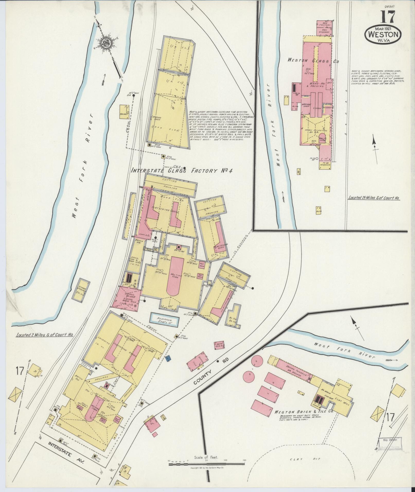 Sanborn Fire Insurance Map from Weston, Lewis County, West Virginia (1921), Sheet #0017 - Historic Sanborn Fire Insurance Map Print, vintage old map wall art, antique decor, genealogy gift, West Virginia West Virginia map