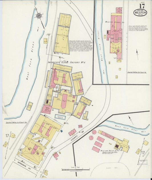 Sanborn Fire Insurance Map from Weston, Lewis County, West Virginia (1921), Sheet #0017 - Historic Sanborn Fire Insurance Map Print, vintage old map wall art, antique decor, genealogy gift, West Virginia West Virginia map