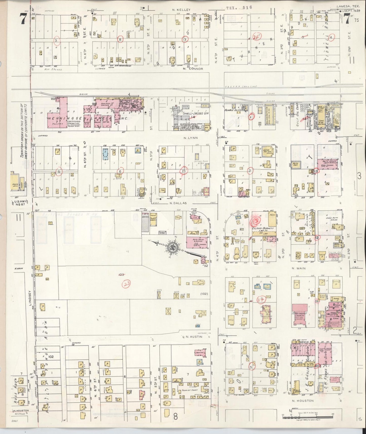 Sanborn Fire Insurance Map from Lamesa, Dawson County, Texas (1948), Sheet #0007 - Complete Map Set gallery image, historic Sanborn map, vintage wall art, Texas Texas