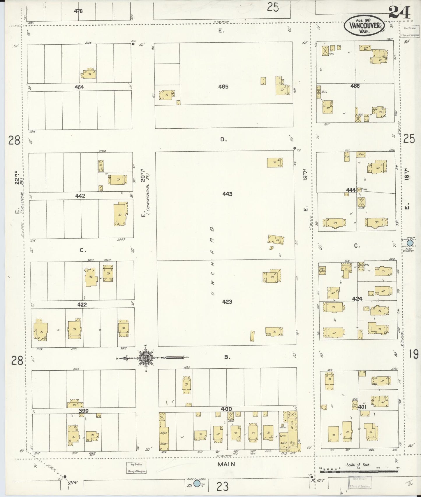 Sanborn Fire Insurance Map from Vancouver, Clark County, Washington (1911), Sheet #0024 - Complete Map Set gallery image, historic Sanborn map, vintage wall art, Washington Washington