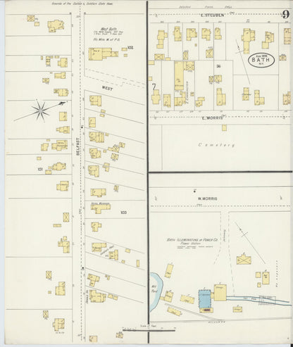 Sanborn Fire Insurance Map from Bath, Steuben County, New York (1898), Sheet #0009 - Complete Map Set gallery image, historic Sanborn map, vintage wall art, New York New York