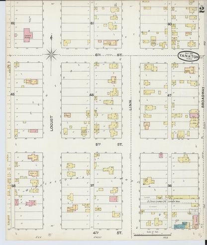 Sanborn Fire Insurance Map from Yankton, Yankton County, South Dakota (1891), Sheet #0002 - Complete Map Set gallery image, historic Sanborn map, vintage wall art, South Dakota South Dakota