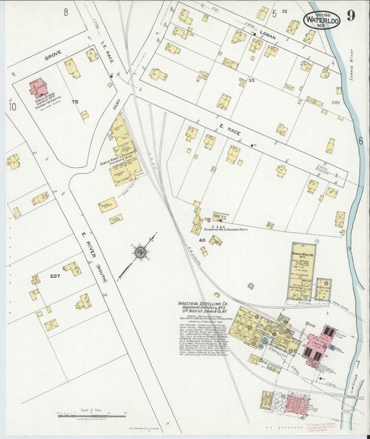 Sanborn Fire Insurance Map from Waterloo, Seneca County, New York (1918), Sheet #0009 - Historic Sanborn Fire Insurance Map Print, vintage old map wall art, antique decor, genealogy gift, New York New York map