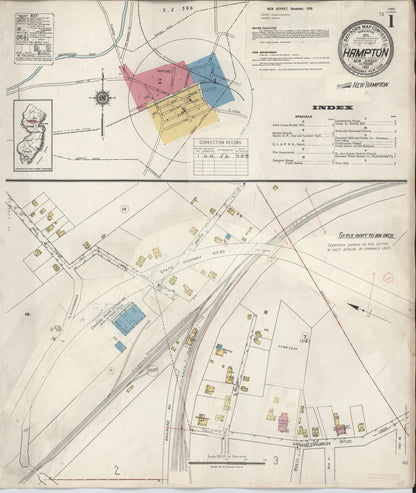 Sanborn Fire Insurance Map from Hampton, Hunterdon County, New Jersey (1936), Sheet #0001 - Complete Map Set gallery image, historic Sanborn map, vintage wall art, New Jersey New Jersey