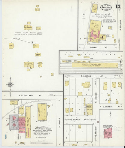 Sanborn Fire Insurance Map from Sapulpa, Creek County, Oklahoma (1915), Sheet #0013 - Complete Map Set gallery image, historic Sanborn map, vintage wall art, Oklahoma Oklahoma