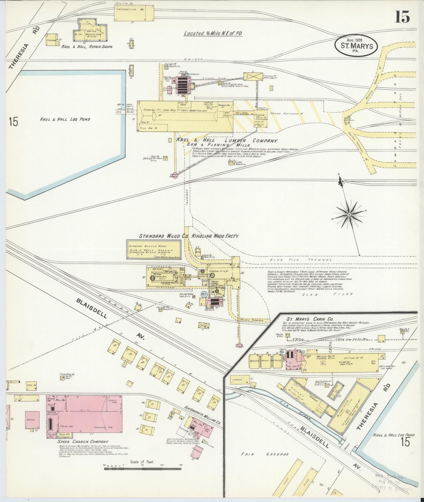 Sanborn Fire Insurance Map from Saint Marys, Elk County, Pennsylvania (1909), Sheet #0015 - Complete Map Set gallery image, historic Sanborn map, vintage wall art, Pennsylvania Pennsylvania