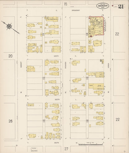 Sanborn Fire Insurance Map from Aberdeen, Grays Harbor County, Washington (1914), Sheet #0021 - Complete Map Set gallery image, historic Sanborn map, vintage wall art, Washington Washington