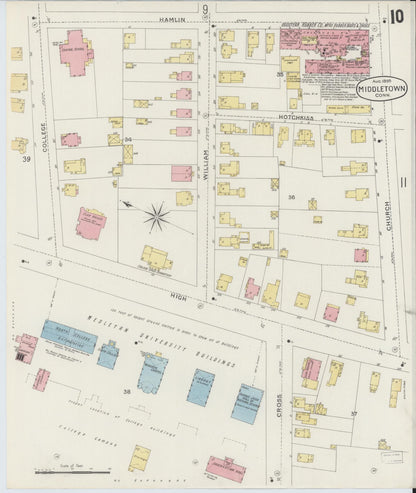 Sanborn Fire Insurance Map from Middletown, Middlesex County, Connecticut (1895), Sheet #0010 - Complete Map Set gallery image, historic Sanborn map, vintage wall art, Connecticut Connecticut