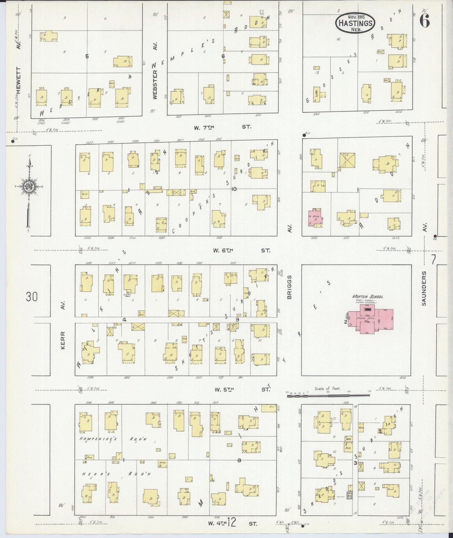Sanborn Fire Insurance Map from Hastings, Adams County, Nebraska (1915), Sheet #0006 - Complete Map Set gallery image, historic Sanborn map, vintage wall art, Nebraska Nebraska