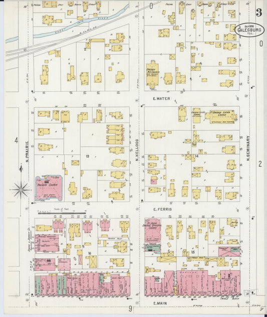 Sanborn Fire Insurance Map from Galesburg, Knox County, Illinois (1898), Sheet #0003 - Historic Sanborn Fire Insurance Map Print, vintage old map wall art, antique decor, genealogy gift, Illinois Illinois map