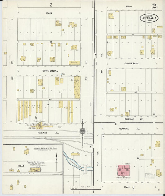 Sanborn Fire Insurance Map from Centralia, Nemaba County, Kansas (1911), Sheet #0002 - Historic Sanborn Fire Insurance Map Print, vintage old map wall art, antique decor, genealogy gift, Kansas Kansas map