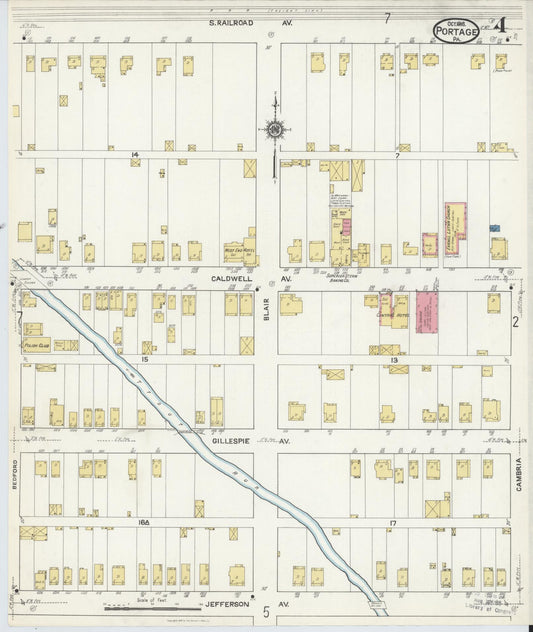 Sanborn Fire Insurance Map from Portage, Cambria County, Pennsylvania (1916), Sheet #0004 - Historic Sanborn Fire Insurance Map Print, vintage old map wall art, antique decor, genealogy gift, Pennsylvania Pennsylvania map