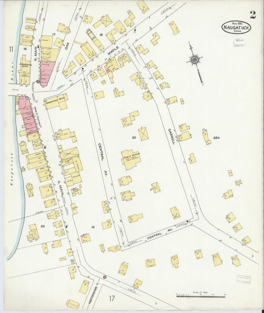 Sanborn Fire Insurance Map from Naugatuck, New Haven County, Connecticut (1910), Sheet #0002 - Complete Map Set gallery image, historic Sanborn map, vintage wall art, Connecticut Connecticut