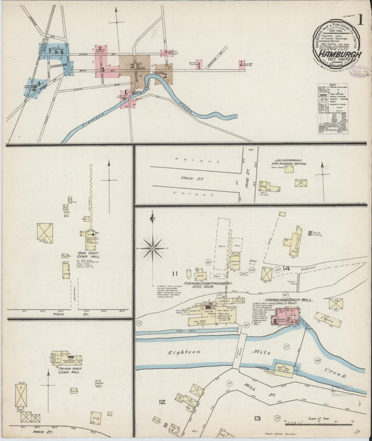 Sanborn Fire Insurance Map from Hamburg, Erie County, New York (1885), Sheet #0001 - Complete Map Set gallery image, historic Sanborn map, vintage wall art, New York New York