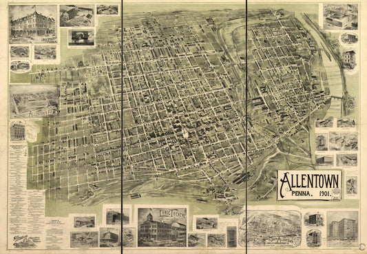 Allentown, Penna. 1901. (1901) – Historic Bird’s-Eye View Panorama Print