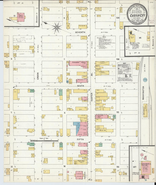 Sanborn Fire Insurance Map from Custer, Custer County, South Dakota (1903), Sheet #0001 - Historic Sanborn Fire Insurance Map Print, vintage old map wall art, antique decor, genealogy gift, South Dakota South Dakota map